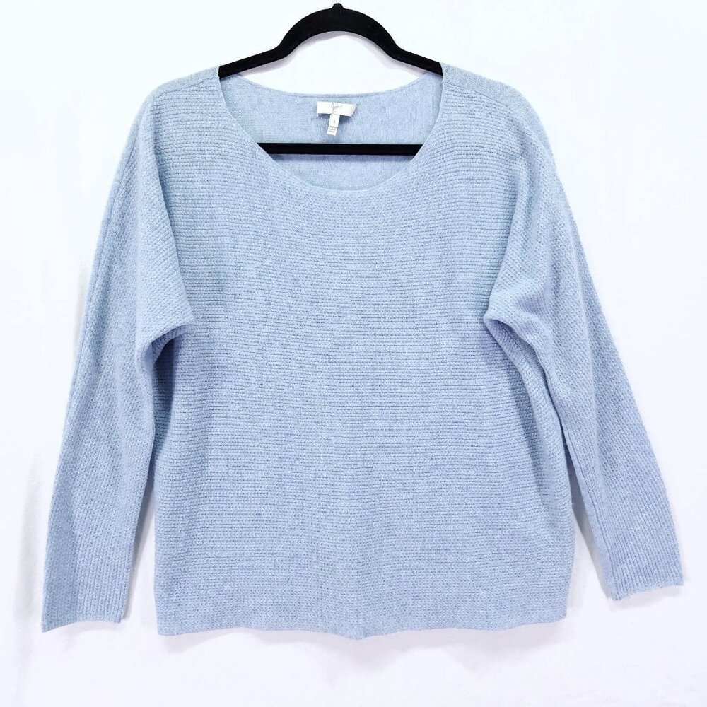 Joie Cashmere Textured Pullover Sweater Womens Small Seamless Trim Blue